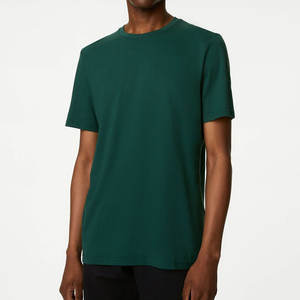 T-shirt uni 100% coton respirant pour hommes pas cher avec logo d'impression personnalisé solide - Product Image 2