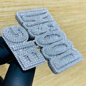 Pendentif Moissanite rond 5ct avec lettre personnalisée et crâne en argent 925 et plaqué or blanc 14 carats Style classique pour enfants - Product Image 2