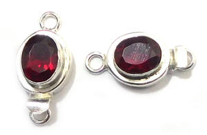 Fermoir de boîte de pierres précieuses de grenat rouge de forme ovale B618 fermoir de fabrication de bijoux de 1 à 2 brins 23X11X10MM argent étoilé et plaqué or 18 carats - Product Image 2