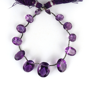 100% Natural genuino púrpura amatista ovalada en forma de taladro facetado hilo corte tamaño libre fabricación de joyas hechas a mano piedras preciosas sueltas - Product Image 1
