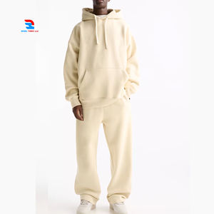 Chándal holgado de 500 GSM para hombre, Sudadera con capucha y hombros caídos de peso pesado, pantalones de chándal de gran tamaño, chándal liso para hombre - Product Image 1