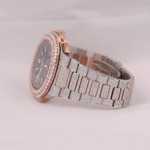 Montre de luxe classique de haute qualité avec cadran en verre de quartz, sertie de diamants VVS, style hip-hop, glacée - Product Image 4
