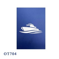 Carte de vœux en papier Kirigami 3D découpée au laser, bateau, yacht, artisanat vietnamien, logo personnalisé, best-seller, vente en gros, souvenir, cadeau