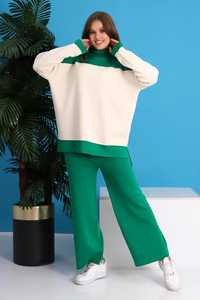 Suéter de pierna ancha informal de cintura alta para mujer, pantalones de otoño Winte de alta calidad, conjunto de dos piezas, traje de punto para deportes de Yoga y hogar - Product Image 4