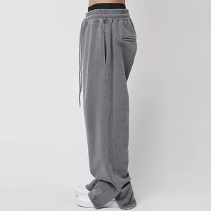 Pantalon de survêtement décontracté pour homme de haute qualité, coupe ample, taille élastique, avec logo personnalisé imprimé, effet vieilli, délavé à l'acide, en toile écologique et léger - Product Image 3