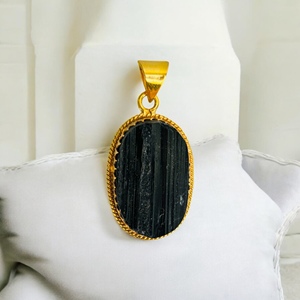 Nueva joyería fina de turmalina negra para mujer, colgante de corte princesa chapado en oro, collar de diseñador, precio de fábrica, suministro a granel - Product Image 3