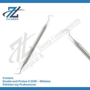 Sondas de doble extremo #23/W Williams Instrumentos quirúrgicos dentales manuales-Agarre ergonómico certificado CE de alta calidad Pakistán - Product Image 2