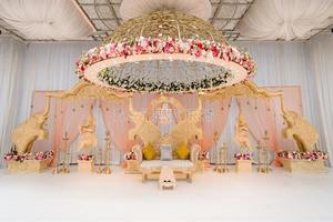 จักรวาลราชาผู้ยิ่งใหญ่สำหรับงานแต่งงานพระราชผิวสีขาวตกแต่งงานแต่งงานที่งดงามของตกแต่งงานแต่งงานของ gujarati mandap jharokha mandap - Product Image 5