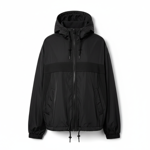 Chaqueta Deportiva con Logotipo Personalizado y Ribete Reflectante para Hombre, Chaqueta Impermeable con Capucha, Chaqueta Cortavientos de Nailon con Cremallera para Hombre - Product Image 1