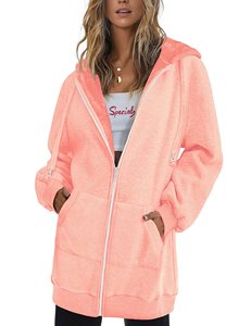 Veste à capuche surdimensionnée pour femme, manteau à capuche long, sweat zippé, vêtements d'extérieur avec poches, vêtements décontractés de grande taille - Product Image 4