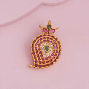 Colgante de Plata 925 con Dijes de Templo y Engaste de Bisel, Joyería Artesanal con Diamante y Perla, Hecho en India - Product Image 2
