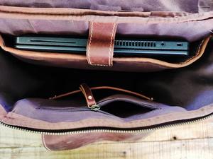 กระเป๋าเป้สะพายหลังหนังวินเทจทำด้วยมือเป้สะพายหลังสำหรับผู้ชายและผู้หญิงกระเป๋าเดินทางทรงดัฟเฟิลสะพายไหล่แบบมีสไตล์ - Product Image 5