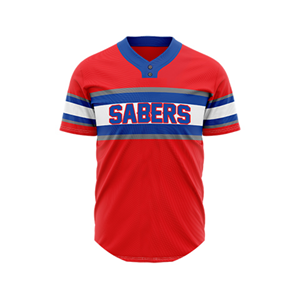 เสื้อเบสบอลกระดุม2เม็ดพร้อมอุปกรณ์100% ผ้าทอลายทแยงชื่อและหมายเลขโพลีเอสเตอร์แบบแห้งเร็วชื่อทีมที่กำหนดเองทุกขนาด - Product Image 1