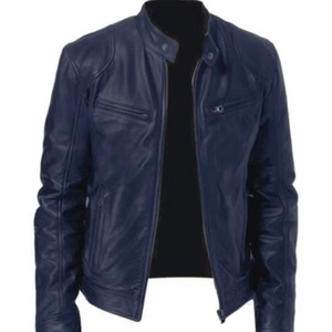 2025 mode hommes veste en cuir coupe ajustée col montant PU veste mâle Anti-vent moto revers diagonale fermeture éclair vestes hommes - Product Image 5