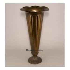 Haute gradé plaqué or moderne créatif Art Designer grande forme métal décoratif trompette Vase mariage Table décoration fournitures - Product Image 4