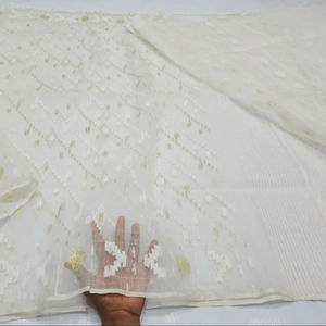 Trendy Dhakai White Jamdani Sharee Calidad de exportación para mujeres JAMDANI FABRIC Blue GREEN Golden Sky Blue de Bangladesh - Product Image 2