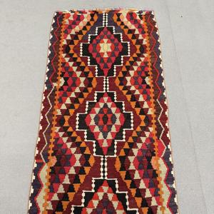 Vintage 2.7x11.5 ft Rug, Kilim Turkish Rug, <b>Red</b> Floral Rug <b>Wool</b> - Product Image 5