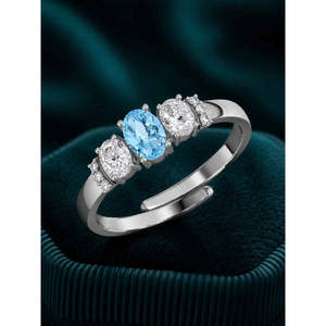 Anillos de Plata de Ley 925 de Primera Calidad para Mujer, Corte Ovalado, Topacio, Circonita, Baño de Rodio, Incrustaciones de Rodio, Joyería para Hombre - Product Image 2