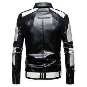 Chaqueta de cuero informal con estilo para hombre, precio al por mayor, 2025, bombardero con logotipo personalizado, chaquetas de diseñador en blanco de talla grande para hombre - Product Image 3