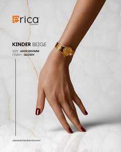 Carrelage en marbre de porcelaine beige brillant de qualité supérieure 600x1200 mm pour salon et usage commercial par le meilleur fabricant indien - Product Image 1