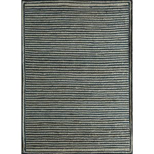 พรมลายทางสีเทาและสีดำแบบทอแบนจากปอกระเจาและป่านสำหรับใช้ในบ้าน-PDJT-255 - Product Image 1