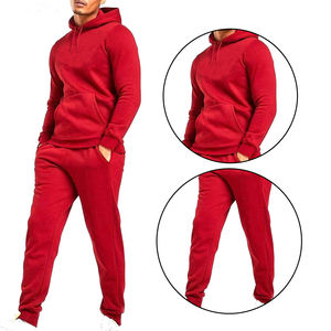 Survêtement de sport décontracté haute couture pour hommes, deux pièces personnalisables avec pantalon en polaire, col à capuche d'hiver - Product Image 2