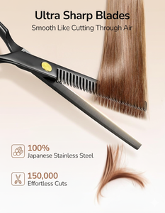 กรรไกรซอยผมตรงมือขวา ใบมีดสแตนเลสอย่างดี คมพิเศษ ด้ามจับตามหลักสรีรศาสตร์ สำหรับทำผมทรงเท็กซ์เจอร์ ใช้ได้ทั้งที่บ้านและร้านเสริมสวย - Product Image 6