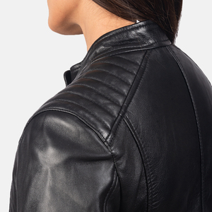 Chaqueta de Cuero Acolchada de Piel de Oveja para Mujer - Cierre de Cremallera Elegante - Impermeable y Cortavientos - Estilo Casual y de Noche - Product Image 5