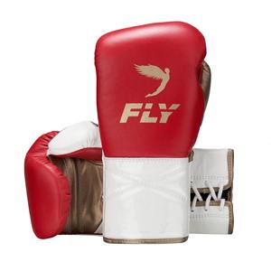 2025 guantes de mosca de entrenamiento profesional más vendidos guantes de boxeo negros y dorados de cuero genuino de calidad superior Fly Super Lace - Product Image 1
