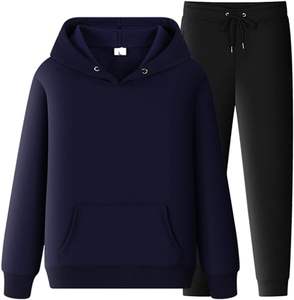 Venta al por mayor personalizable de los hombres casuales de 2 piezas de manga larga chándal de lana transpirable con capucha chándales pantalones largos para el invierno - Product Image 2