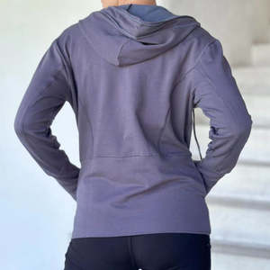 Sudadera con capucha personalizada con cremallera lavada a la piedra de forro polar de algodón 100% para mujer, ropa deportiva informal transpirable de secado rápido - Product Image 6