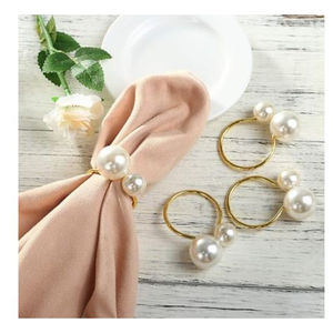 Servilleteros de perlas de nuevo diseño, servilleteros dorados para decoración de mesa de comedor Formal o informal, servilletero - Product Image 2