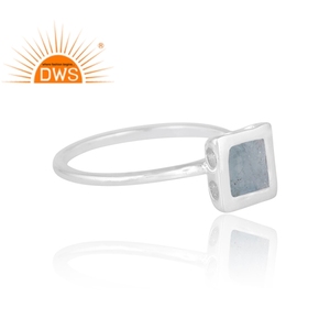 Bague en argent sterling 925 avec pierre précieuse naturelle aigue-marine, design actuel, bijoux personnalisés pour femme, cadeau pour elle - Product Image 4