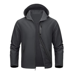 <b>Men's</b> Soft Shell Warm Winter Fleece Hooded <b>Jacket</b> Breathable Windproof Solid Color Customize Embroidery Puff Printing <b>Smart</b> - Product Image 5