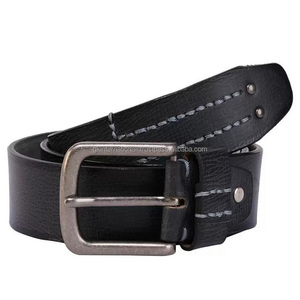 Ceinture décontractée pour homme en cuir véritable de couleur noire avec boucle en laiton antique argenté lourd ceinture décontractée pour homme pleine fleur de taille personnalisée - Product Image 6