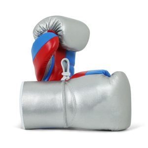 Gants de boxe de compétition très demandés, blancs, rouges, noirs, en cuir, à lacets, avec sangle de poignet réglable, équipement d'entraînement pour adultes - Product Image 6