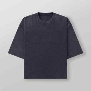 T-shirts Streetwear Homme Coupe Boxy Décontractée Oversize Uni Délavé à l'Acide 100% Coton Écologique Vintage - Product Image 3