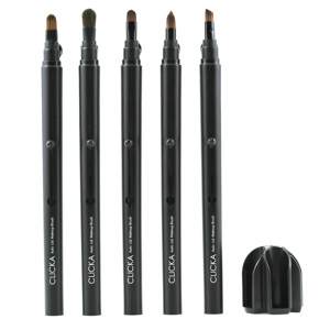 Innovador kit de brochas de maquillaje premium sin pérdida de cerdas, color negro, con tapa retráctil automática para la rutina diaria de maquillaje. - Product Image 3