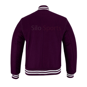 2025 OEM High Street Style Hombres All Wool Varsity Letterman Chaqueta de béisbol Rosa con ribete blanco Precio al por mayor Chaquetas Low Moq - Product Image 6