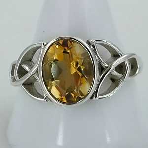 Citrine <b>Celtic</b> Knot <b>Ring</b> 925 Sterling Silver Handmade Natural Yellow Gemstone Oval Promise <b>Ring</b> November Birthstone Jewelry - Product Image 1