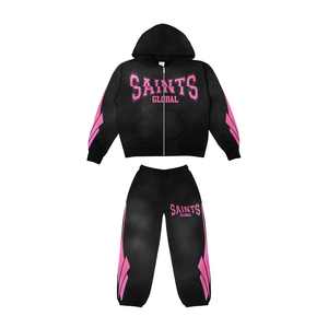 Fabricant Logo personnalisé Ensemble survêtement épais en éponge française 400gsm, pantalon de survêtement, jogging, pantalon de survêtement évasé et sweat à capuche - Product Image 3