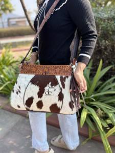 Cowhide <b>Fur</b> Leather Tote Bag Stylish Purse Hand Tooled Real Leather Hot Sale Designer Cross Body Bags for Women's Multi Use - Product Image 4