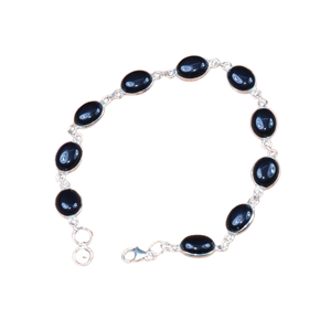 Pulsera de piedras preciosas de ónix negro de Plata de Ley 925, joyería hecha a mano, pulsera de estilo bohemio de plata, joyería para mujer, regalo de boda, esposa - Product Image 1