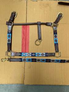 Bride en cuir équestre de haute qualité argentine faite à la main durable en relief Logo Polo Horse Halter/Gaucho Style polyvalent - Product Image 3