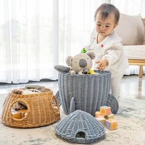 Cesta de Almacenamiento Multiusos Moderna y Ecológica de Ratán Natural de 3 Niveles en Forma de Círculo - Product Image 4