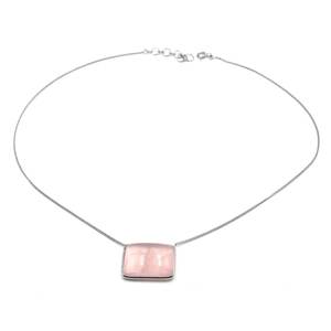 สร้อยคอเงินสเตอร์ลิง925สวยงามพร้อมโรสควอตซ์เครื่องประดับงานแต่งงานแบบมินิมอล NL0260-GS ของขวัญทองคำขาว - Product Image 1