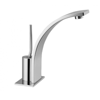 Mitigeurs de salle de bain au design moderne et élégant, fabriqués en Italie, en acier inoxydable avec cartouche en laiton, monotrou, finition brossée, à poser sur le plan.