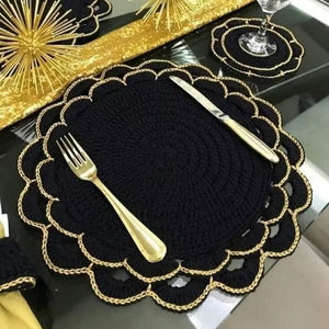Set de table en macramé de couleur noire, facile à assortir avec n'importe quelle décoration intérieure, décoration de table et décorations saisonnières - Product Image 1