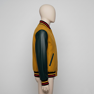 Veste universitaire multicolore pour homme, noir, jaune, rouge, vert, style baseball, streetwear, vêtements décontractés, mode, devant - Product Image 2