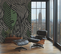 Papier peint mural en vinyle non tissé, motif floral moderne, crème et vert, fabriqué en Allemagne, pour chambre à coucher, salon, hôpital, centre commercial - insonorisant